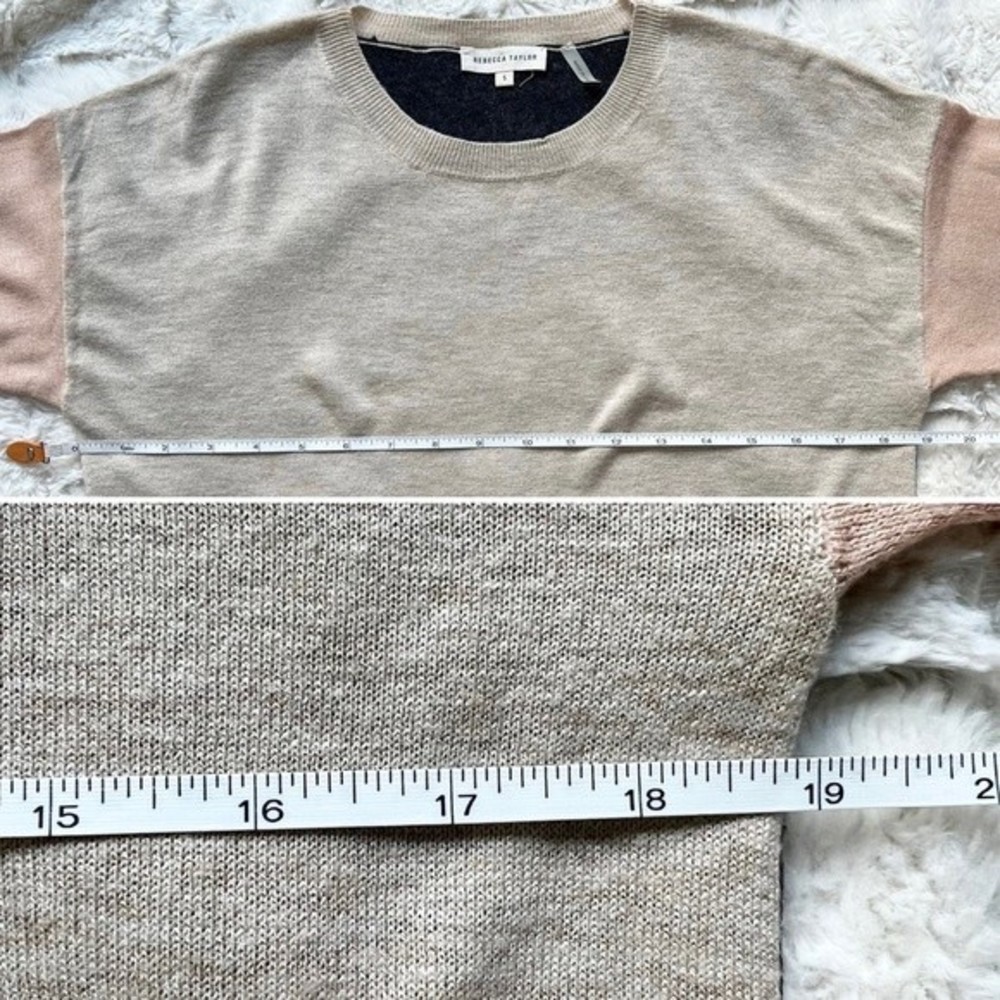 Rebecca Taylor Colorblock Crewneck Sweater Camel S - Picture 9 of 11